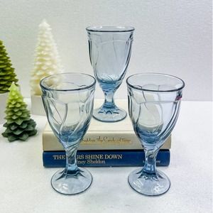 Nortake Sweet Swirl Blue ICE Tea Glasses Set of 3 -  7 5/8" tall x 3 3/4" wide.